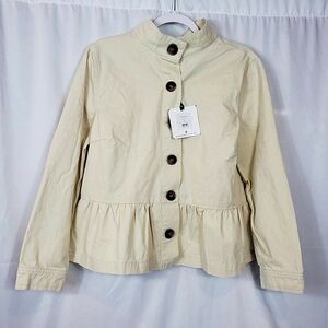 Agnes & Dora Size Med Peplum Jacket Beige Women's Button Down NWT